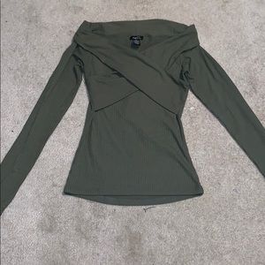 Olive green off the shoulder sweater